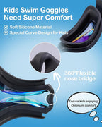 Aegend Swim Goggles for Kids Youth 3-14 Anti-Fog Anti-UV Comfort Fit Goggles for Swimming