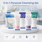 Individually Wrapped Toiletries Set Bulk, Travel Size 0.7 Fl oz Mini Body Wash Body Lotion Shampoo 2-in-1 Hair Wash & Conditioner 0.53 oz Bars Soap Toiletry Amenities for Hotel/Homeless (Pack of 25)