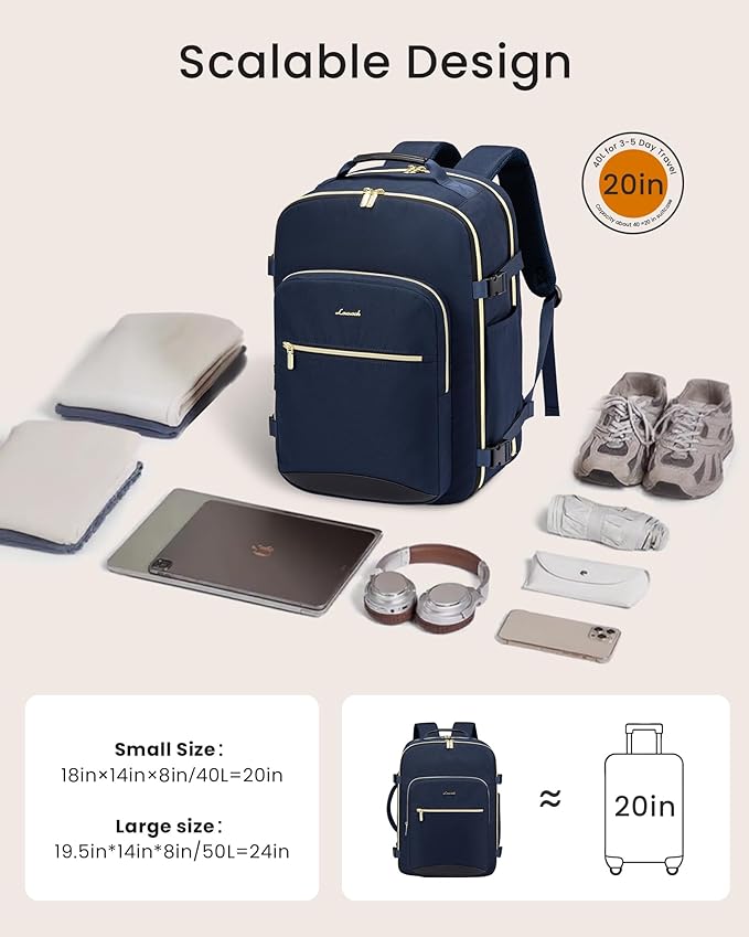 LOVEVOOK 50L Large Travel Backpack for Women Men Fits 17 Inch Laptop, Carry on Backpack for Traveling on Airplane, Personal Item Bag Airline Approved, Business Causal Weekender Backpacks