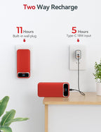 20000mAh Lightweight-Portable-Charger-Power-Bank with Built-in Cables and AC Wall Plug, PD20W USB-C Fast Charging Battery Pack, LED Display External Travel Phone Charger for All iPhone,Samsung,Android
