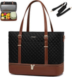 LOVEVOOK Lunch Tote Bag for Women, 15.6 Inch Laptop Work Bag With Lunch Compartment & Large Cup Holder, Lightweight Work Briefcase for Travel, Bussiness, Teacher
