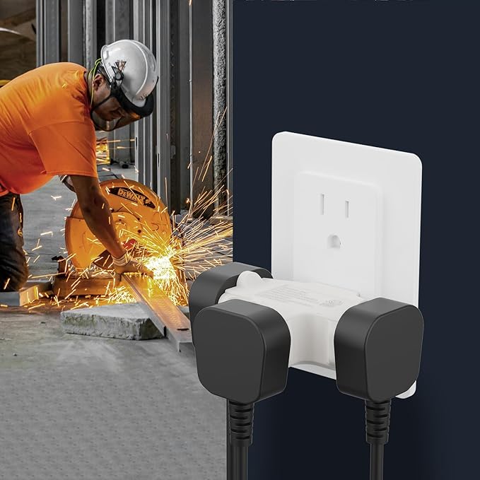 PLUGTUL 3 Way Plug Adapter, 3 Plug Wall Adapter, 3 Prong, Grounded, 15A, 1875W, Multiple Plug Expander for Home, Outdoor, ETL Listed, White, 3PACK