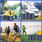 100W Solar Panel Folding Charger IP65 Waterproof USB Solar Power Charger with 2 Hooks & 1 Adapter, Portable SunPower Solar Panel for Camping Power Bank Phone Charger for Outdoor