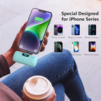 [2 Pack] Mini Portable Charger 5000mAh,Ultra-Compact 15W PD Fast Charging Power Bank,LCD Display Cute Battery Pack Backup Charger Compatible with iPhone 14/14 Pro Max/13 Pro/12/11/XR/8/7-Green+Purple