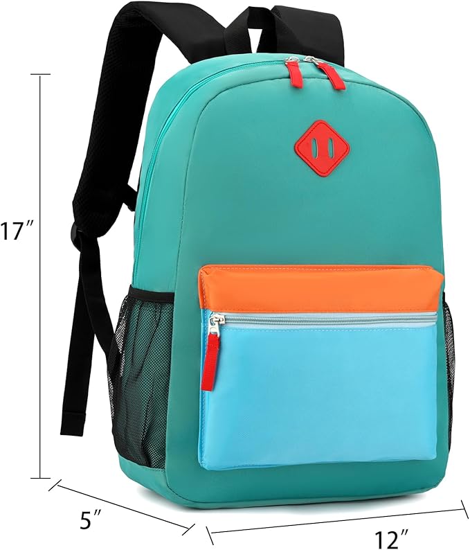 Backpack Set for Girls Boy Kids Backpack with Lunch Box for Elementary Primary Kindergarten School Bag (Pink Green, Large)
