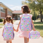 RHCPFOVR Kids Backpack for Girls - Girls Backpack 3-8 Ages Dinosaur for Kids 15 Inch School Bookbag for Kindergarten Elementary School Bookbag for Girl 1st 2nd Grade
