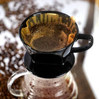 Pour Over Ceramic - Coffee Dripper Ceramic Coffee Maker with 3 Holes Flat Bottom, Porcelain Slow Filter Cone for Travel, Camping, Office, Home, Coffee Maker Brew, Black