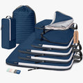 CherryNow Compression Packing Cubes, 7 Set Packing Cubes for Carry On, Travel Essentials for Men, Luggage Organizer Bags, Deep Blue