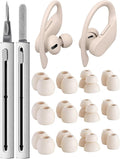 12 Pairs Replacement Ear Tips for Beats Powerbeats Pro/Flex/X Earbuds, Soft Silicone Non-Slip Earbud Accessories, Beats Replacement Tips with Cleaning Kit (Lvory White)