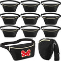Amylove 9 Pieces Fanny Packs Nylon Waist Bag Zipper Travel Running Bag with Adjustable Strap for Women Men(Nylon,Black)
