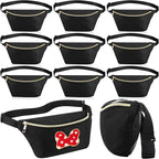 Amylove 9 Pieces Fanny Packs Nylon Waist Bag Zipper Travel Running Bag with Adjustable Strap for Women Men(Nylon,Black)
