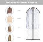 Dress Bags for Gowns Long, 60'' Garment Bags for Hanging Clothes, Suit Bag Cover for Storage and Travel (Clear)