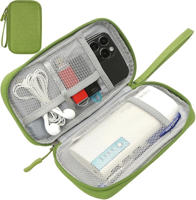 CAAORDKSO Electronics Organizer Travel Case, Travel Cable Organizer Bag Pouch Electronic Accessories Carry Case Waterproof Electronic Bag for Cable, Cord, Charger, Power Bank, Earphone (Green)