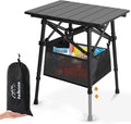 Folding Camping Table - Small Outdoor Table with Storage Bag - Adjustable Height 14.2'' & 18.9'', Portable Lightweight Aluminum Foldable Side Table for Picnic, BBQ, Beach & Tailgating (Small)