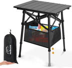 Folding Camping Table - Small Outdoor Table with Storage Bag - Adjustable Height 14.2'' & 18.9'', Portable Lightweight Aluminum Foldable Side Table for Picnic, BBQ, Beach & Tailgating (Small)