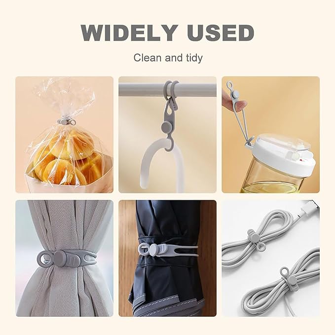Data Cable Organizer, 2026 Upgrade Silicone Headphone Organizers, Silicone Cable Ties Reusable Cable Management Organizers Multipurpose Elastic Cord Organizer for Bundling and Fastening Cables (10Pcs)