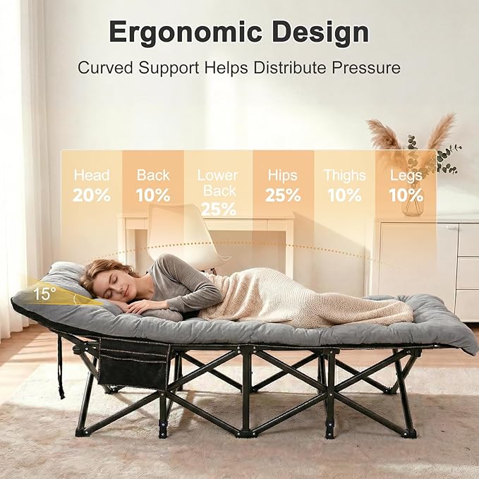 ABORON 2PK XXL Camping Cot for Adults 900LBS - 78"×32" Oversized Folding Bed with Mattress Pad, Heavy Duty 1200D Oxford Outdoor Cot with Carry Bag
