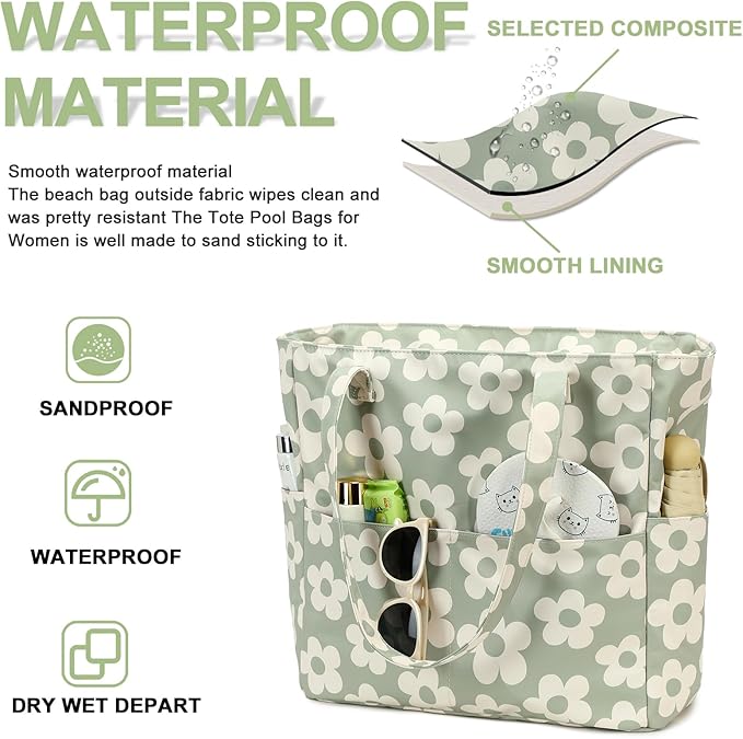 Bluboon Waterproof Beach Tote Pool Bags for Women Ladies Extra Large Carry On Bag With Wet Compartment for Weekender Travel