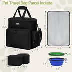 LARIPOP Dog Travel Bag Airline Friendly for Small Medium Large Dogs, Pet Travel Organizer with Collapsible Bowls Food Containers Mat, Waterproof Portable Tote for Dog Outdoor Travel