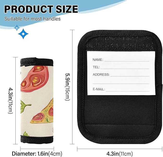 Pizza Tomato Egg Luggage Handle Wrap for Suitcase Luggage Tags Handle Covers Identifiers Soft Decorations Travel Accessories 2 Pack