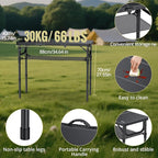 Anbte Folding Camping Table with Storage Net, 3ft Camping Table Aluminum Folding Table with 3 Adjustable Height Max 27.5 Inch Picnic Table Portable Table for Outdoor Backyard BBQ, Pure Black