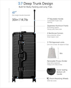 LUGGEX Checked Suitcase with Spinner Wheels, 8010S Aluminum Frame Zipperless Polycarbonate Hard Shell Suitcase (ZX-Core, Black, 30 Inch)