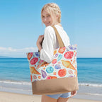 Trifabricy Beach Bag for Women, Large Beach Tote Bags with Zipper, Woven Straw Tote Waterproof, Swim Gym Shopping Travel Bag