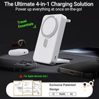 Kysson 5-in-1 Portable Charger, 10000mAh Foldable Power Bank Fast Charging,MagSafe Charger Battery Pack Magnetic,Travel Wireless Charging Station for iPhone 17/16/15/14/13/12,iWatch, Air pods, White