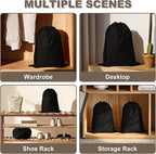 5 Pack Shoe Bags for Travel, Washable Dust Bags for Storage & Packing 17.7" x 13.8" Dustproof Shoe Bags Duster Flannel Shoes Storage with Drawstring Closure for Boots Handbags Shoes & Toys (Black)