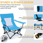 Joyfair Beach Camping Chair (2 Pack), Outdoor Folding Lawn Chair for Adults, Heavy Duty Portable Chair with Armrest for Outside Fishing, Sport, Patio, Cup Holder & Storage Pocket, Carry Bag (Blue)