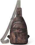 LATMAP 7L Sling Bag For Women Men Backpack Fanny Pack Crossbody Chest Travel Shoulder Belt Bags Purse Handbag PU Leather