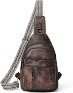 LATMAP 7L Sling Bag For Women Men Backpack Fanny Pack Crossbody Chest Travel Shoulder Belt Bags Purse Handbag PU Leather