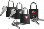 TSA Locks for Luggage with Keys, Travel Luggage Locks TSA Approved 4 Pack, Small Padlock with Key, Keyed Alike Mini Padlock for Suitcase, Backpack, Bag, Zipper, Case, Box, Small Locker