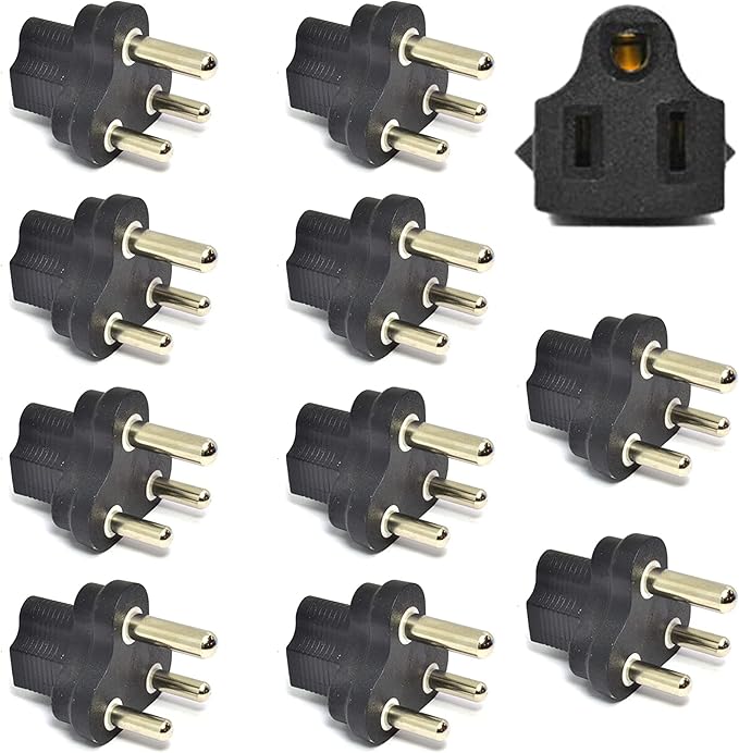 Ceptics South Africa SABS1661 Travel Power Plug Adapter Accepts NEMA 5-15R - ETL Certified - Industrial Grade (IG-10L-10PK)