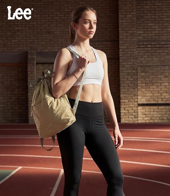 Lee Drawstring Backpack Bag Lightweight Small Gym Swim Beach Bag Water Resistant Sports Sackpack for Men Women, LEE48-002KH