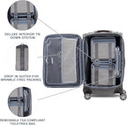 Travelpro Platinum Elite Softside Expandable Carry on Luggage, 8 Wheel Spinner Suitcase, USB Port, Suiter, Men and Women, Vintage Grey, Carry On 21-Inch