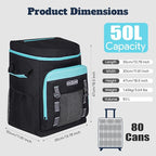 INSMEER Cooler with Wheels and Handle, 80 Cans/50L Rolling Cooler, Portable Soft Sided Cooler with Wheel, 2-in-1 Collapsible Trolley Cart, Large Coolerbag for Grocery Shopping