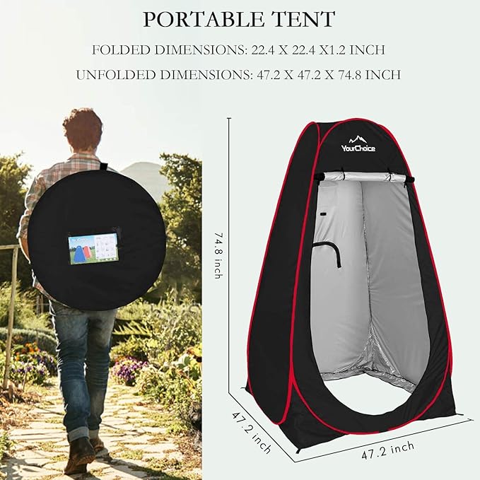 Your Choice Pop Up Privacy Tent, 3.9x3.9x6.2FT Portable Shower Tent for Camping, Waterproof Outdoor Changing Room with Carry Bag for Beach Hiking RV Fishing | Portable, for Camping, Beach, Hiking, with Carry Bag, Quick Setup