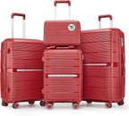 4 Piece Luggage Set, Hardside Expandable Lightweight Suitcase with 360° Mute Spinner Wheels Luggage Sets, TSA Lock, 14/20/24/28 Inch Travel Luggage for Men, Women and Girls (Wine Red 2)