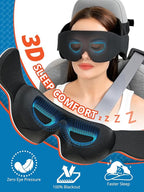 SARISUN Travel Pillow, Car Travel Pillow with 3D Eye Mask for Sleep, 360° Head Support Strap for All Car Seat, Road Trip Essentials, Stop Bobblehead, Black