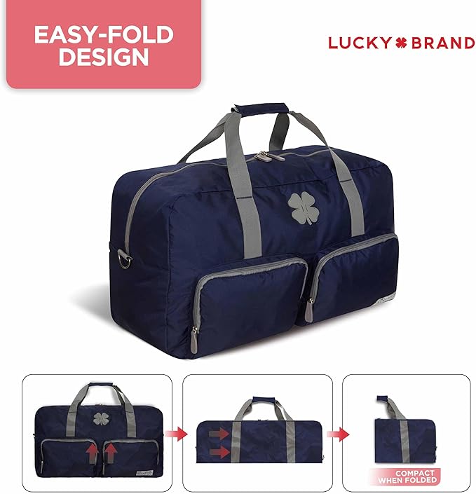 Lucky Travel Duffel Bags 85L, Gym Bag, Travel Bag & Large Duffle Bag for Men, Foldable Overnight Weekender Bags for Women & Men with Adjustable Shoulder Strap, Navy
