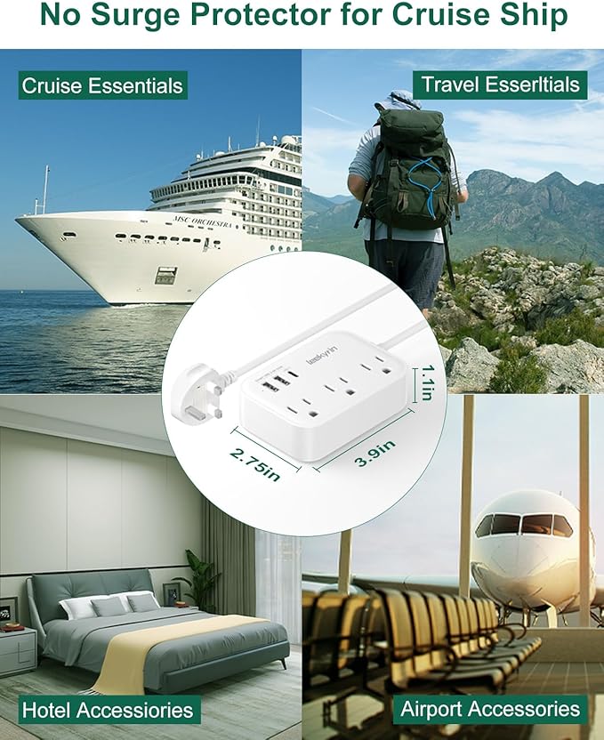 UK Adapters for Travel(13A), US to UK Plug Adapter with 3 Outlets 3 USB Charging Ports (USB-C), Type G Travel Adapter with 3FT Extension Cord, USA to Scotland British London England Irish Dubai