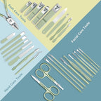 30 in 1 Manicure kit Personal Care Men's Accessories, Professional Nail Kit Pedicure Kit, Toe Nail Clippers for Men and Beauty Tools Portable Set, Travel Deluxe Beauty Tools Convenience Set(Green)