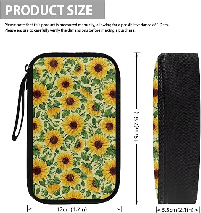 Sunflowers Electronic Organizer Portable Cable Organizer Bag Electronics Organizer Travel Case fits Phone Power Bank SD Card Tech Accessory Large Storage Bag