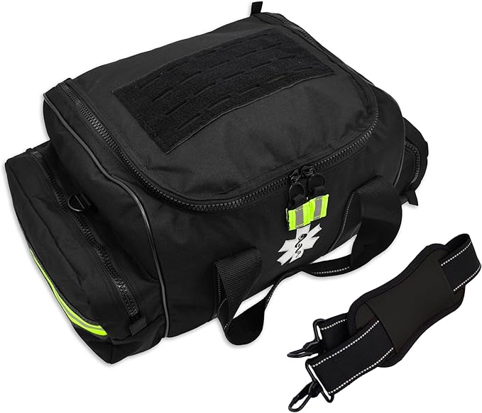 Lightning X Products Lightning X Pre-Stocked EMS/EMT Trauma Kit w/Large First Responder Bag & 256 Aid Medical Supplies - Black