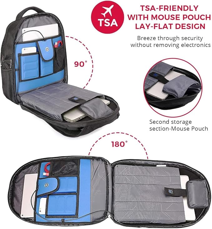 Swissdigital Design TSA Business Laptop Backpack For Men with Apple Find My,Travel Backpack With USB Charging Port,RFID Pockets Presents For Men Fits 15.6 Inch Computer | J16BT9508F-1