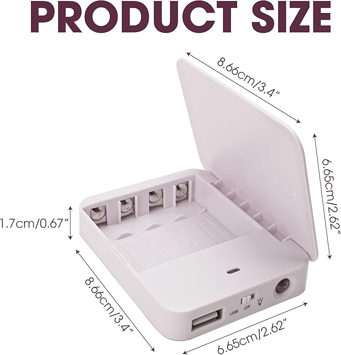 4AA Operated Battery Powered Phone Charger Holder, Battery Holder for Emergency Charging, Portable USB Charging Stand with 4 Battery Slots (Batteries Not Included)