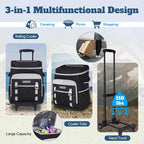 INSMEER Cooler with Wheels and Handle, 80 Cans/50L Rolling Cooler, Portable Soft Sided Cooler with Wheel, 2-in-1 Collapsible Trolley Cart, Large Coolerbag for Grocery Shopping