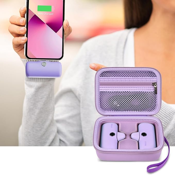 【NOT Included Power Bank】Portable Charger Case Holds 2PCS for iWalk/for Swyop/for Feob/for Charmast/for JEJILL/for LanLuk/for VEGER/for Taegila/for Kuulaa and More Small Charging Battery Pack, Purple