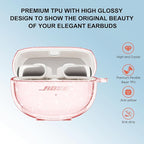 Aircawin for Bose Ultra Open Earbuds Case Clear Pink Glitter,Cute Sparkle Bling for Bose Ultra Open Case Cover 2024,Soft TPU Cover for Bose Open Ear Earbuds Accessories with Carabiner and Cleaning Pen